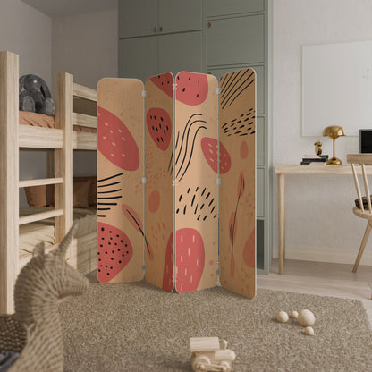 APRICOT FRENZY 4-Panel Plywood Room Divider