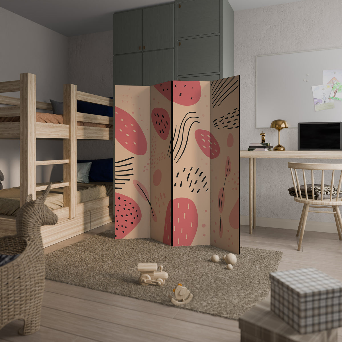 APRICOT FRENZY 4-Panel Room Divider