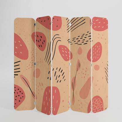 APRICOT FRENZY 5-Panel Plywood Room Divider