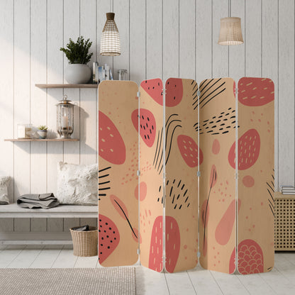 APRICOT FRENZY 5-Panel Plywood Room Divider