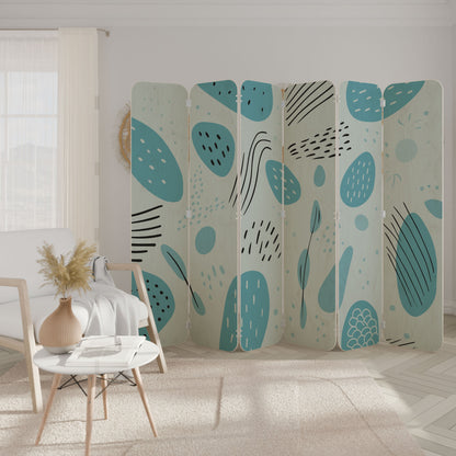 GREENISH FRENZY 6-Panel Plywood Room Divider