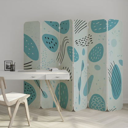 GREENISH FRENZY 6-Panel Plywood Room Divider