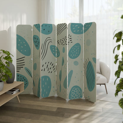 GREENISH FRENZY 6-Panel Plywood Room Divider