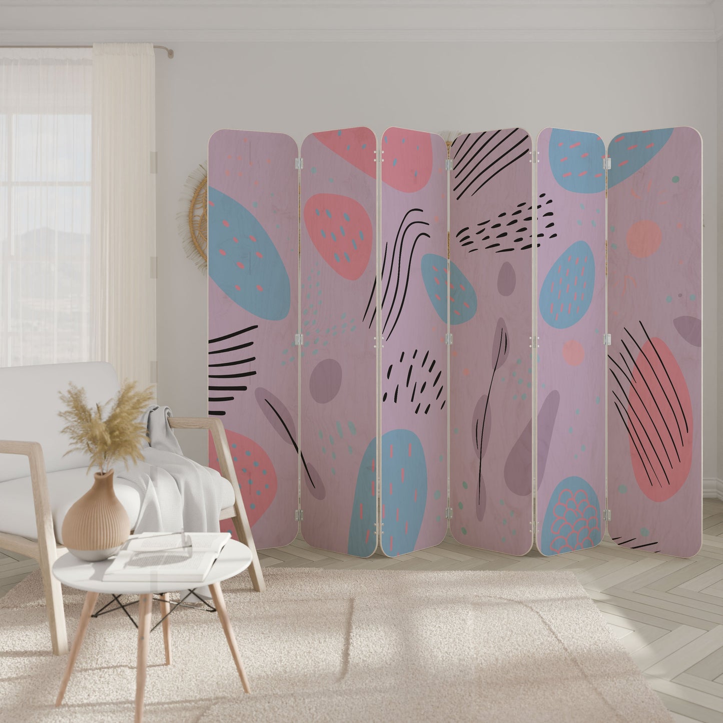 PINKY FRENZY 6-Panel Plywood Room Divider