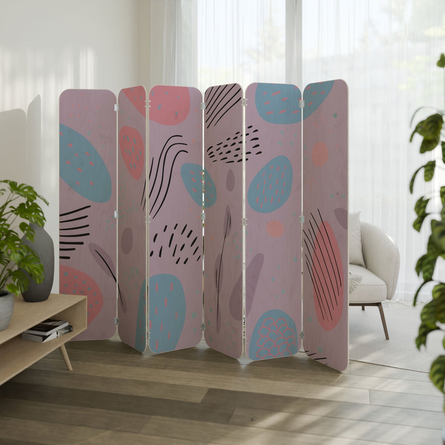 PINKY FRENZY 6-Panel Plywood Room Divider