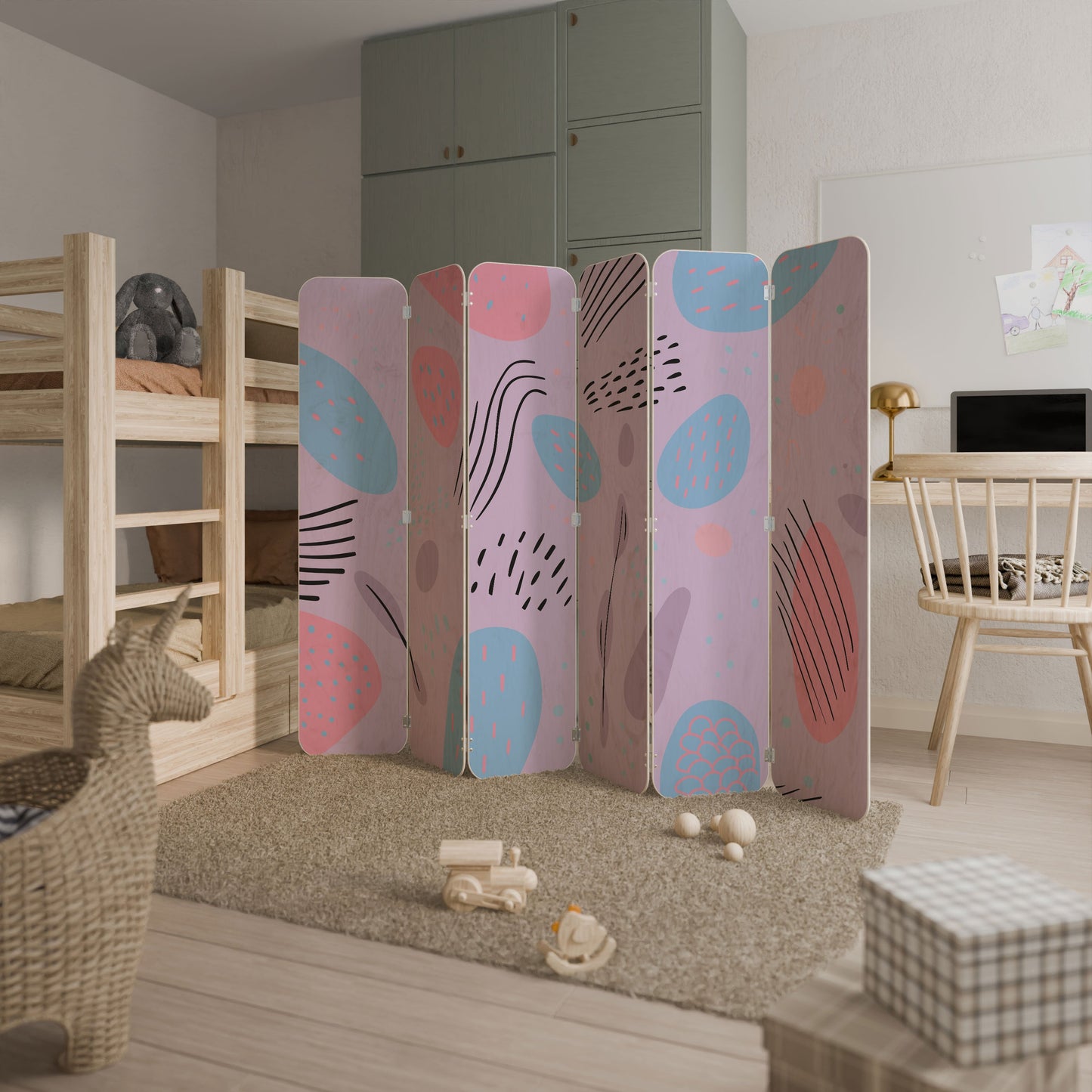 PINKY FRENZY 6-Panel Plywood Room Divider