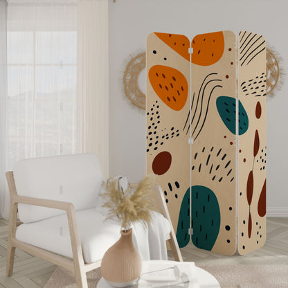 VIBRANT FRENZY 3-Panel Plywood Room Divider