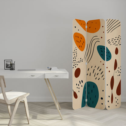 VIBRANT FRENZY 3-Panel Plywood Room Divider