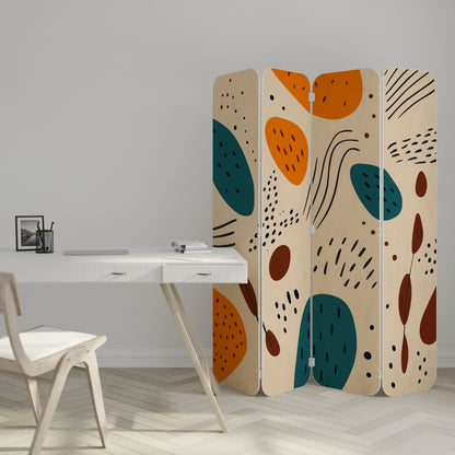 VIBRANT FRENZY 4-Panel Plywood Room Divider