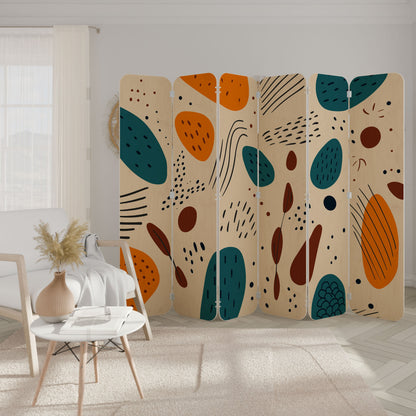 VIBRANT FRENZY 6-Panel Plywood Room Divider