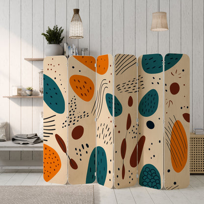 VIBRANT FRENZY 6-Panel Plywood Room Divider