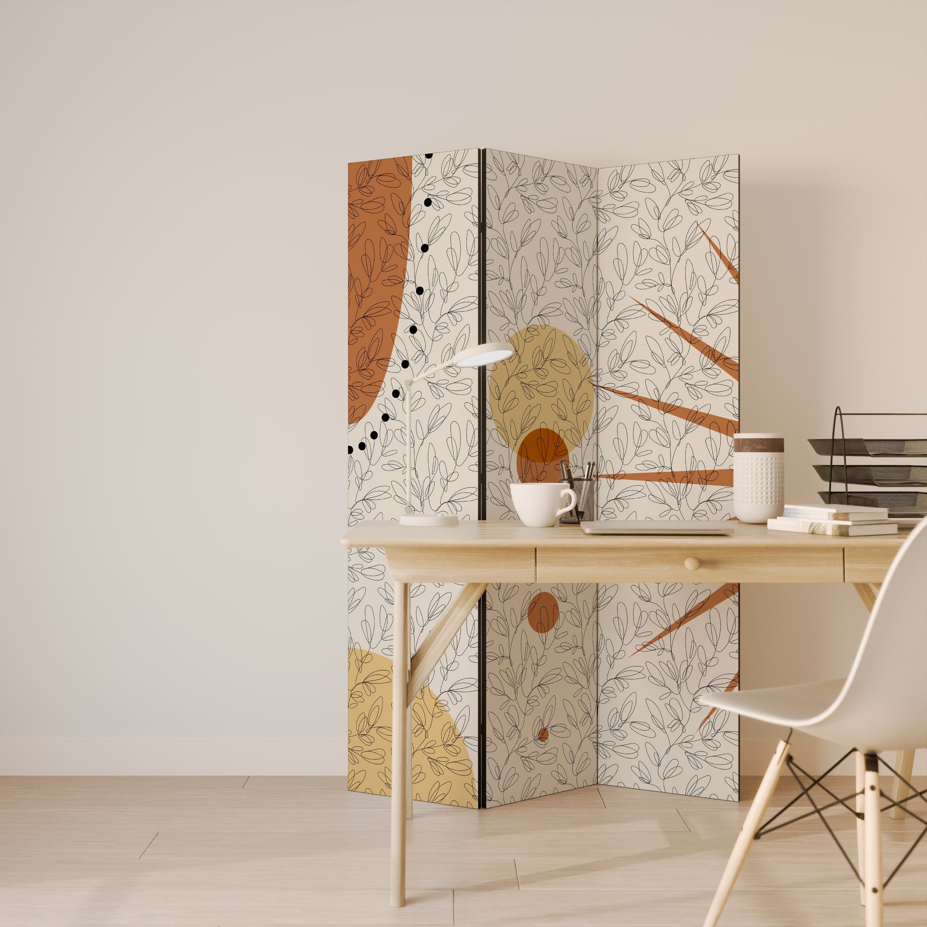 RAYS AND ROUNDELS Dekorativ rumsavdelare – 3 paneler