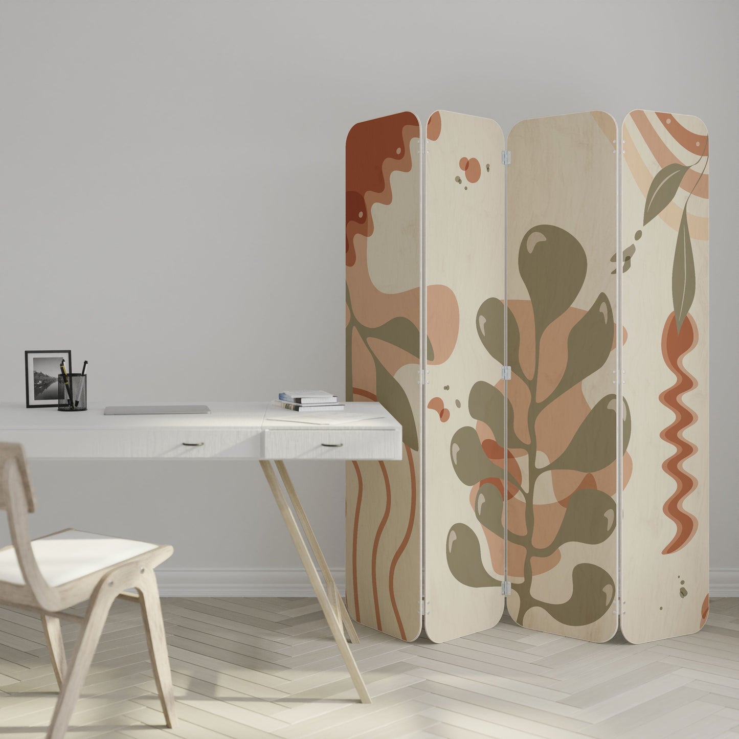 ARTISTRY AURA 4-Panel Plywood Room Divider