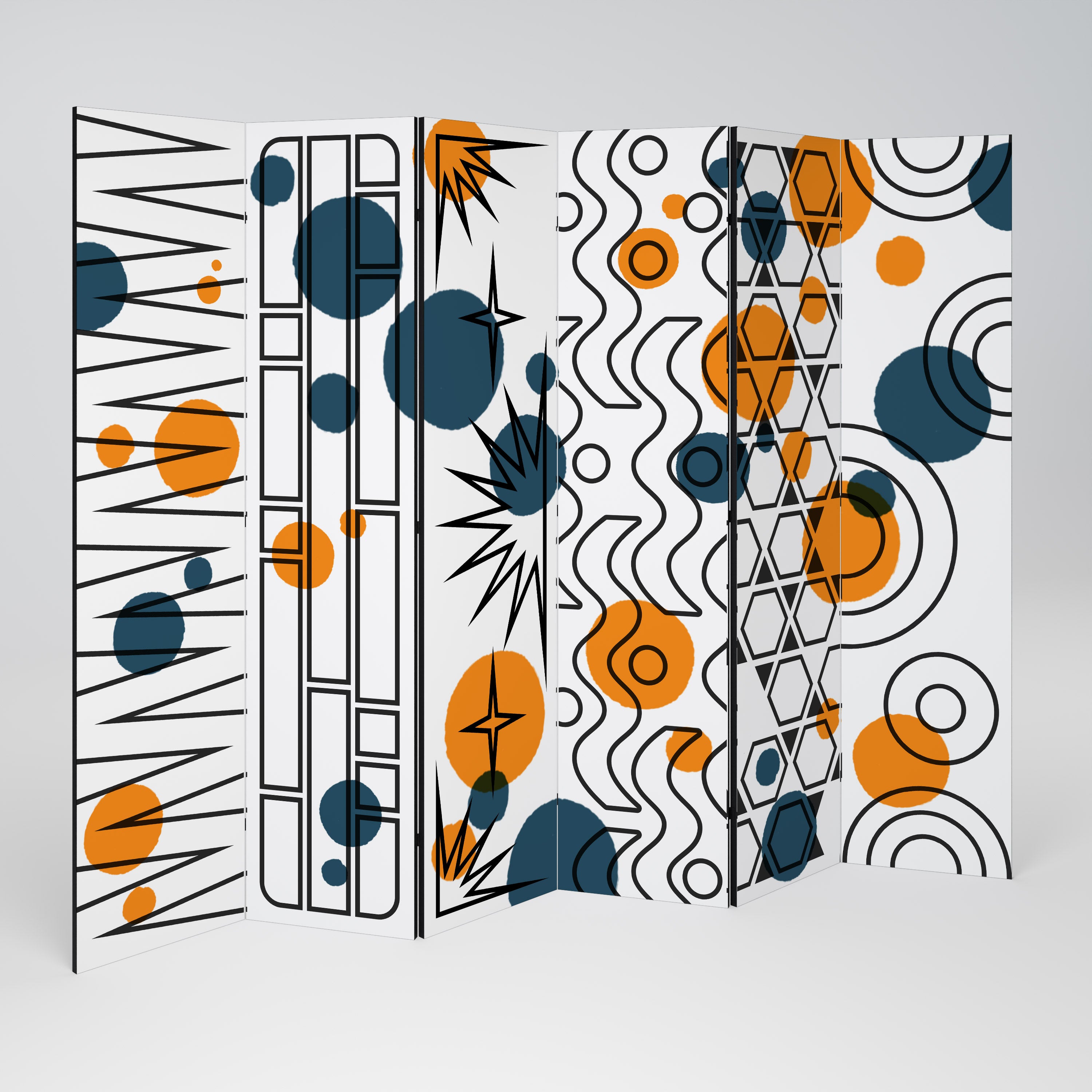 ABSTRACT SYMPHONY FLARE 6-Panel Room Divider
