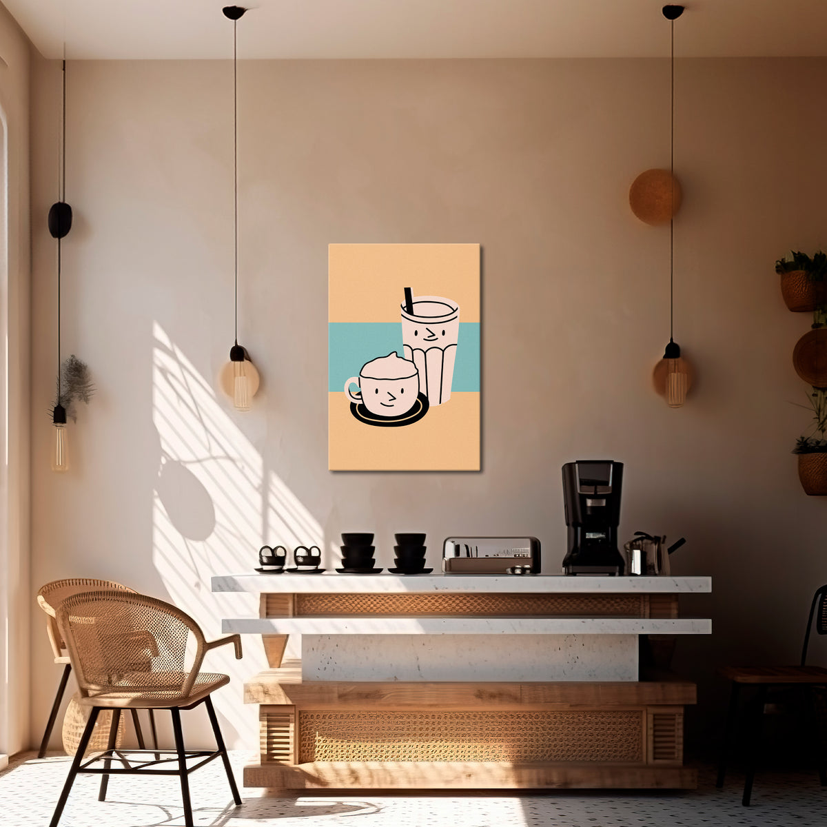 COFFEE PLEASURES Κατακόρυφος Πίνακας σε Καμβά