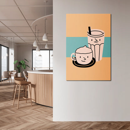 COFFEE PLEASURES Κατακόρυφος Πίνακας σε Καμβά
