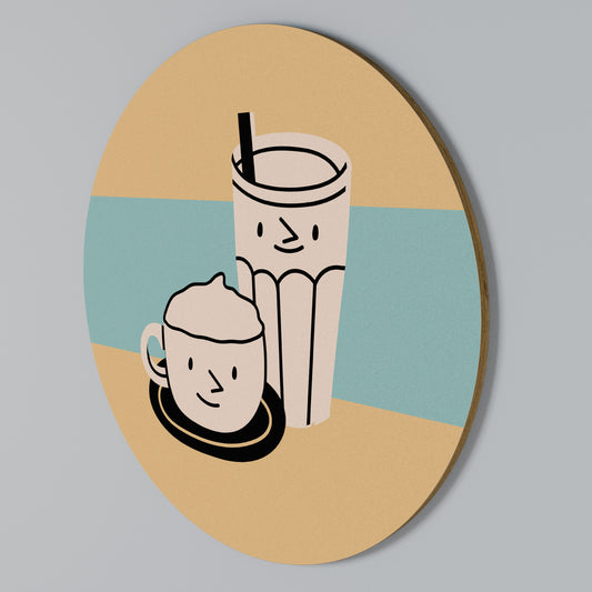 COFFEE PLEASURES Arte de pared redondo