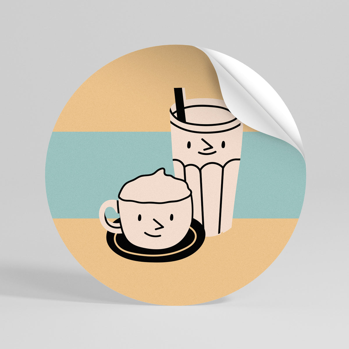 COFFEE PLEASURES Adesivo rotondo riposizionabile