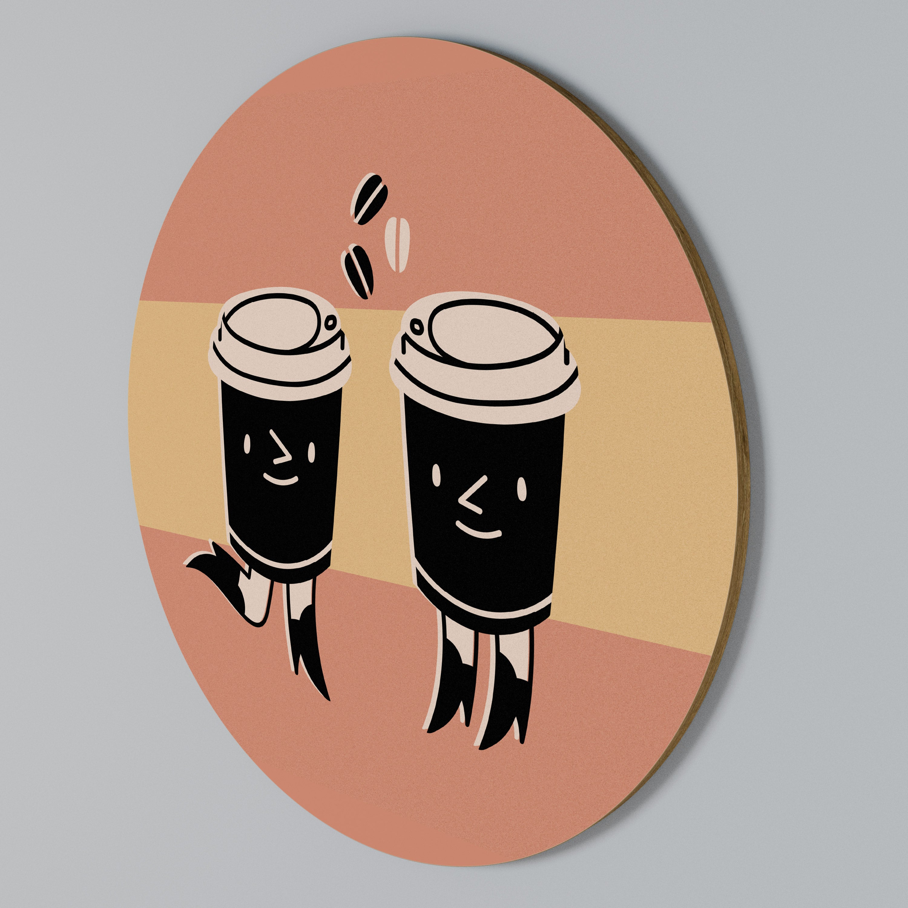 JOYFUL COFFEE Round Wall Art