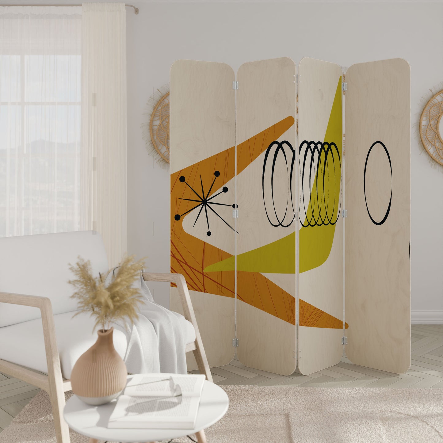 MAGNETIC HIT 4-Panel Plywood Room Divider