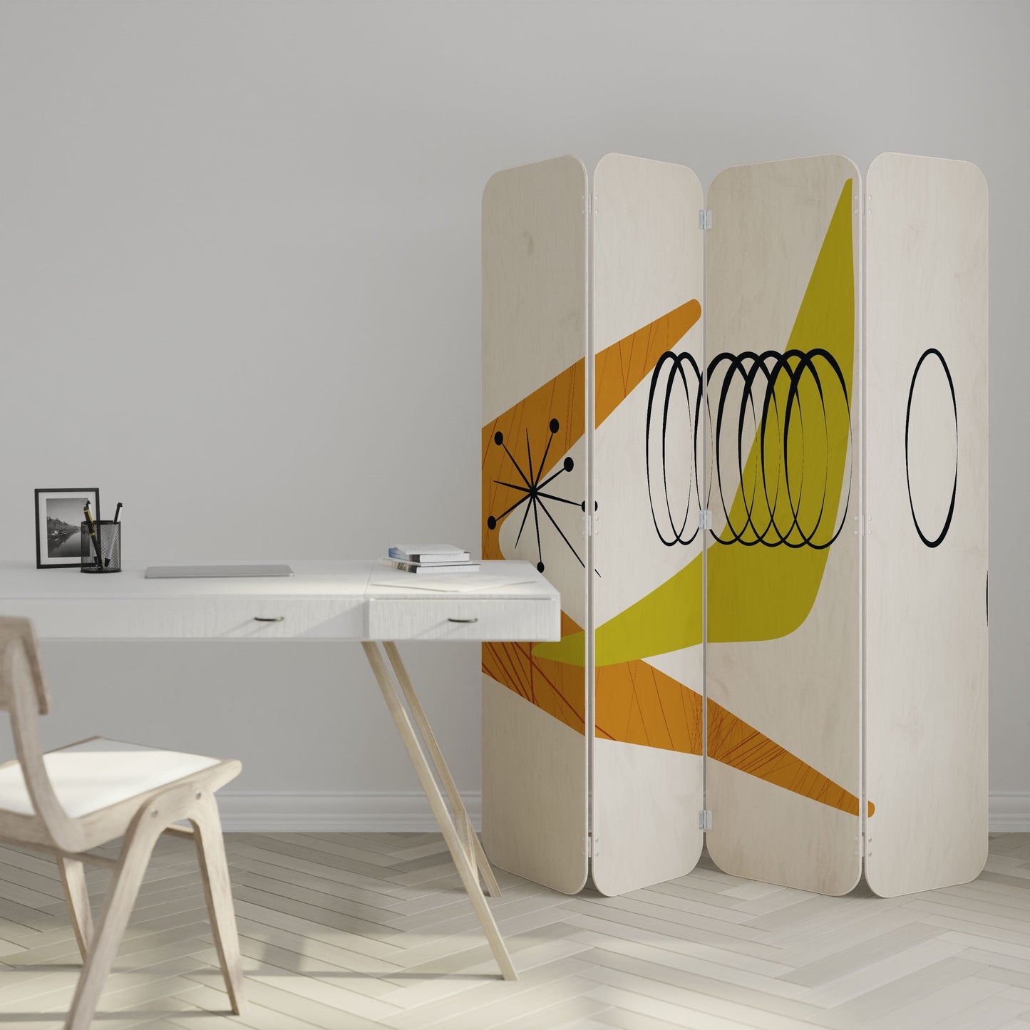 MAGNETIC HIT 4-Panel Plywood Room Divider