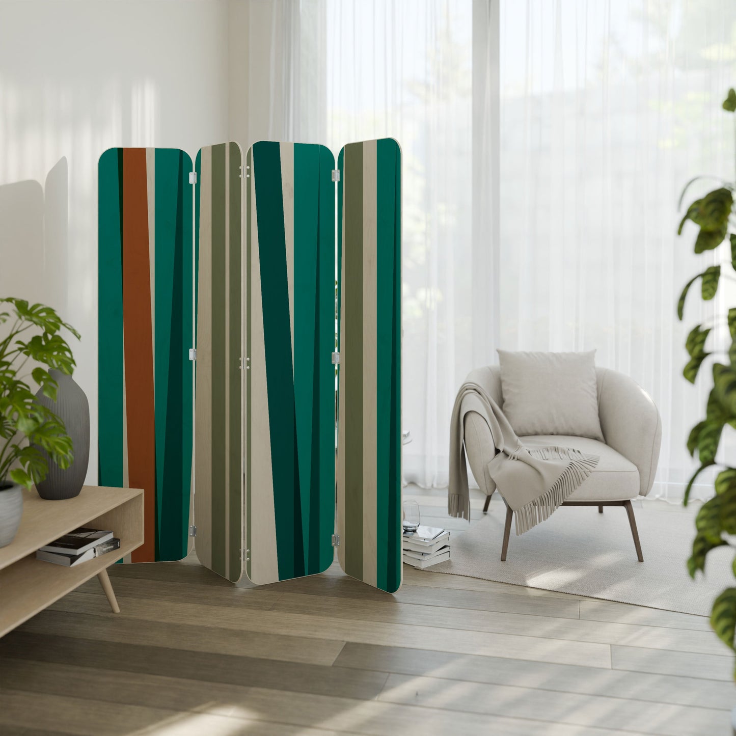 MEDLEY DROP 4-Panel Plywood Room Divider