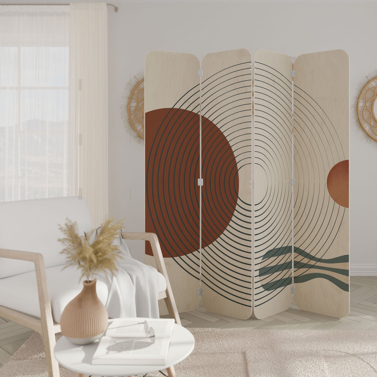 QUIET SNAPSHOT 4-Panel Plywood Room Divider