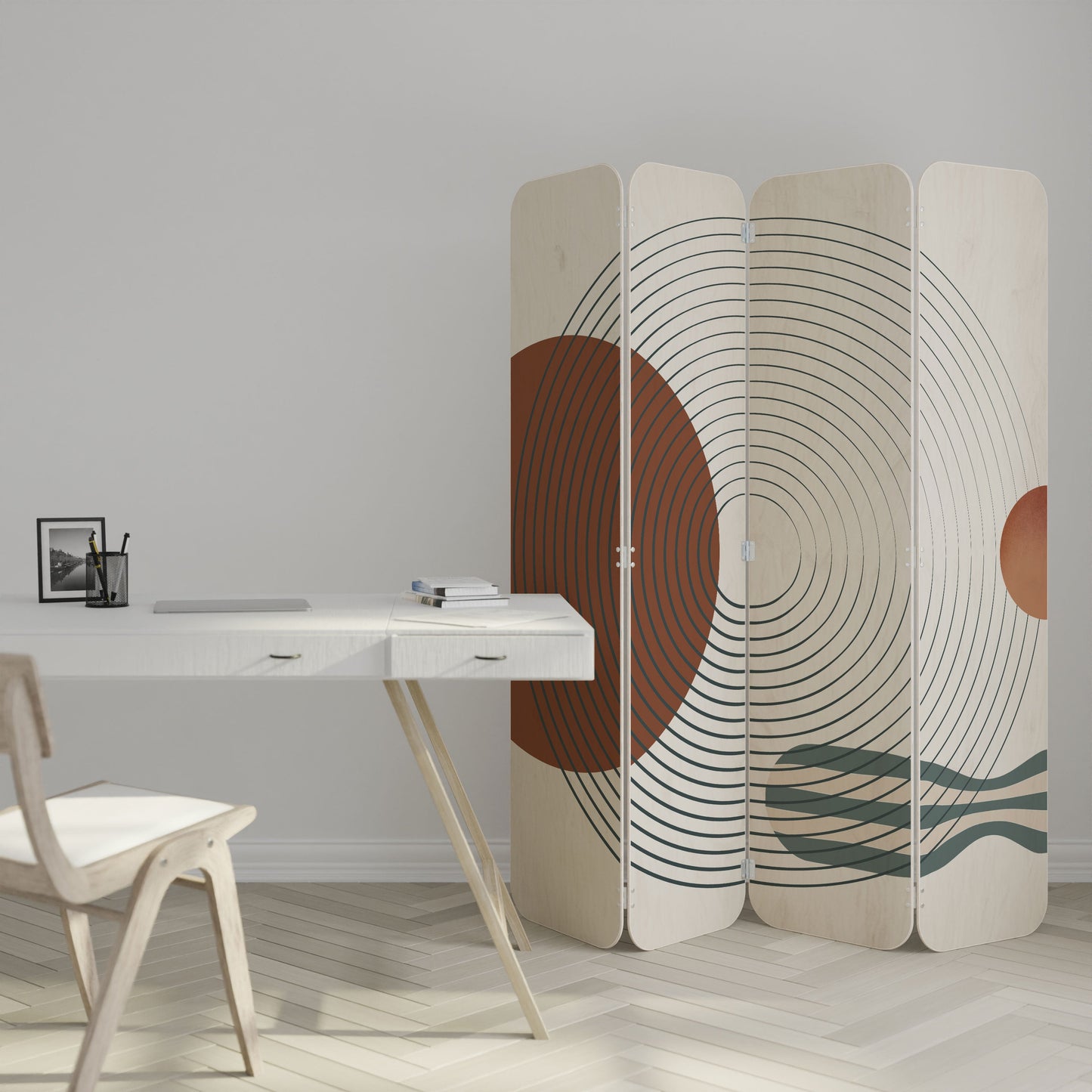 QUIET SNAPSHOT 4-Panel Plywood Room Divider