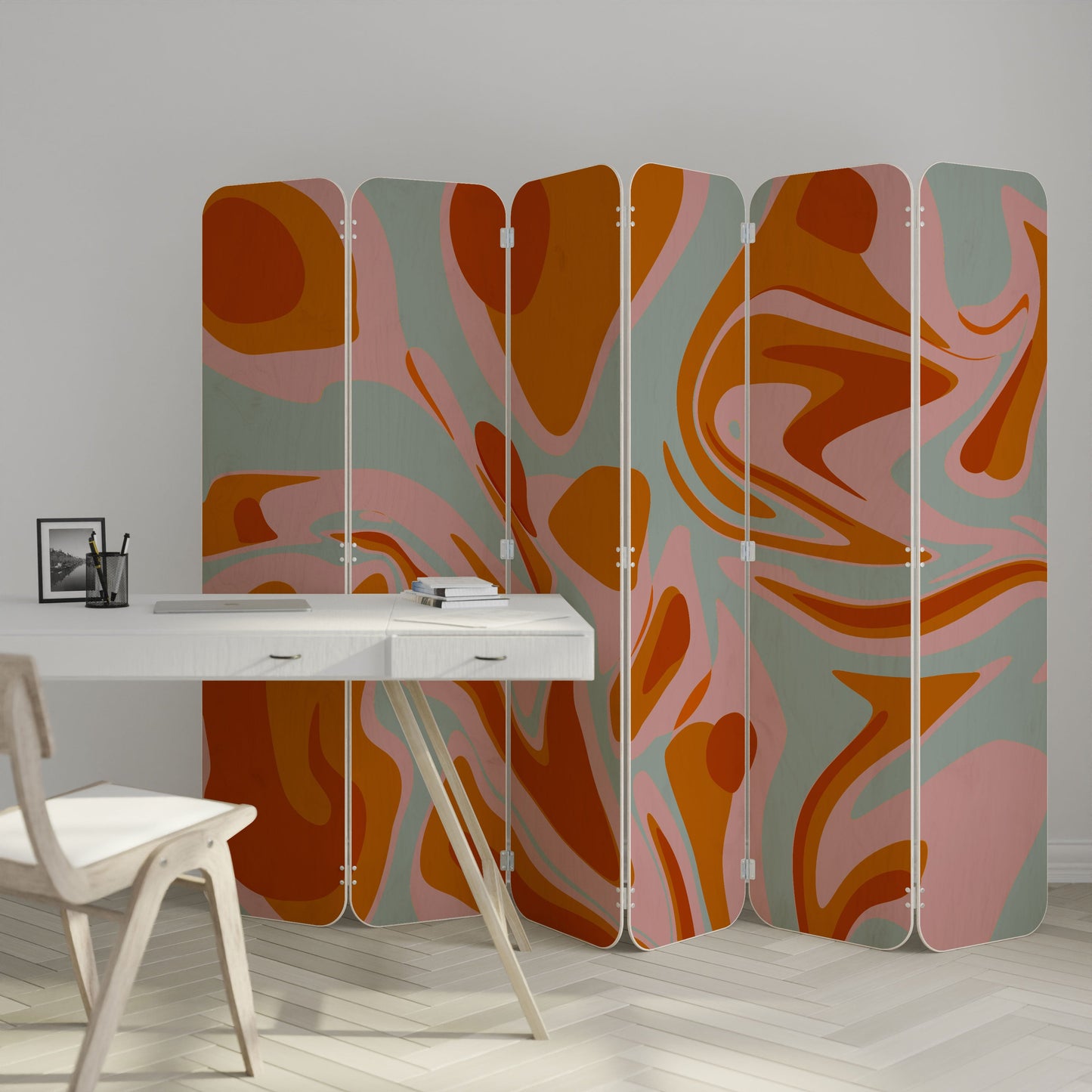 FLOATING BURN 6-Panel Plywood Room Divider