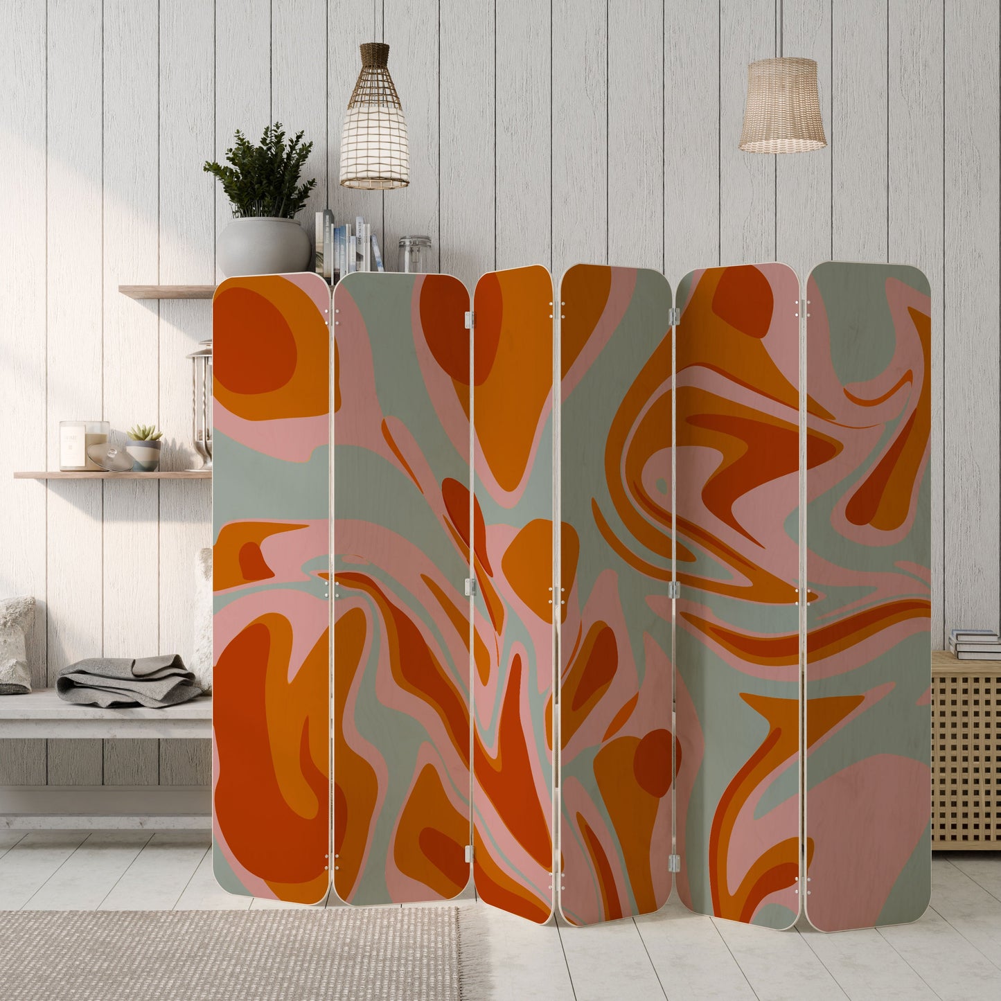 FLOATING BURN 6-Panel Plywood Room Divider