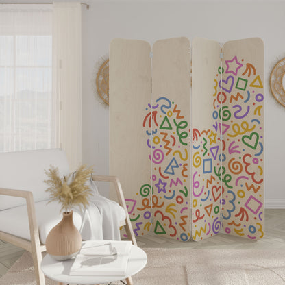 SHAPE EXCITEMENT 4-Panel Plywood Room Divider