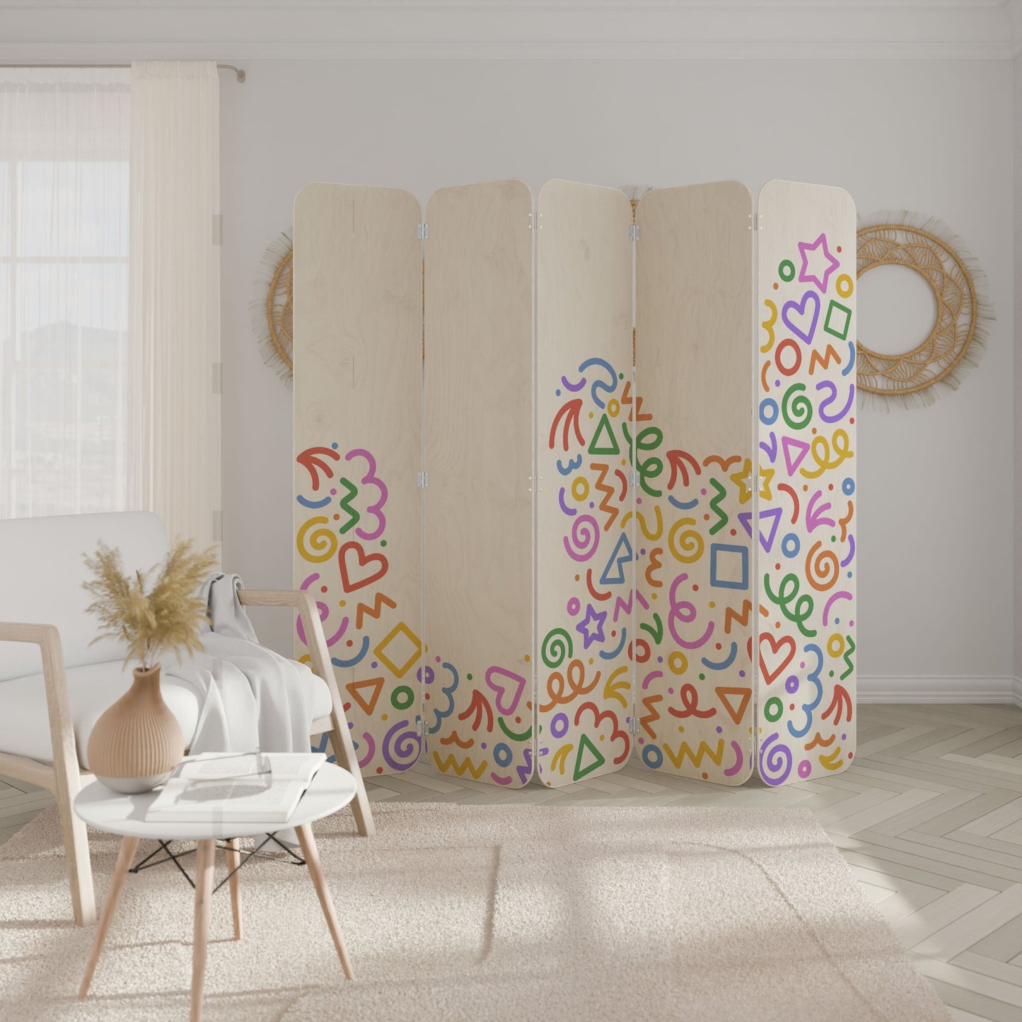 SHAPE EXCITEMENT 5-Panel Plywood Room Divider