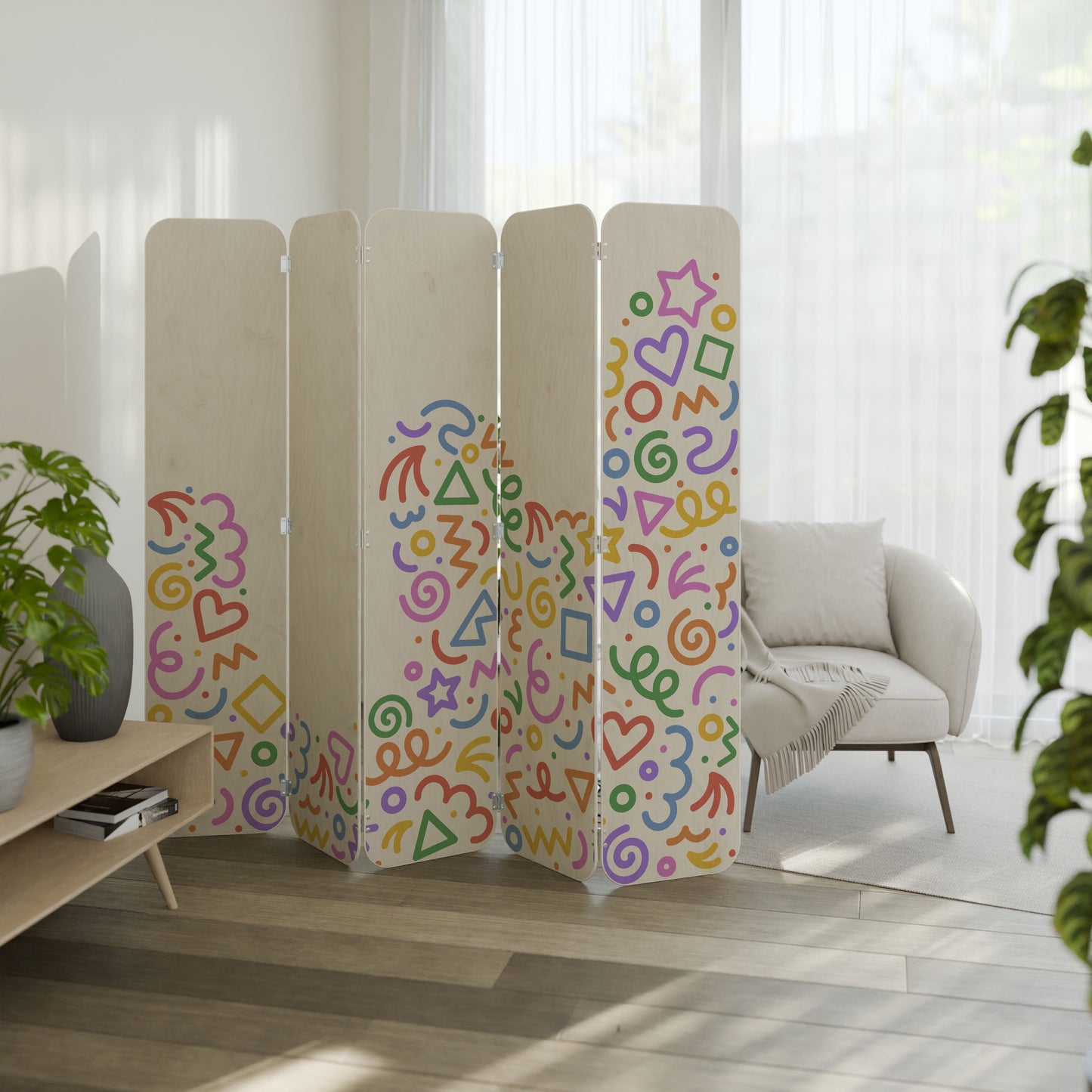 SHAPE EXCITEMENT 5-Panel Plywood Room Divider