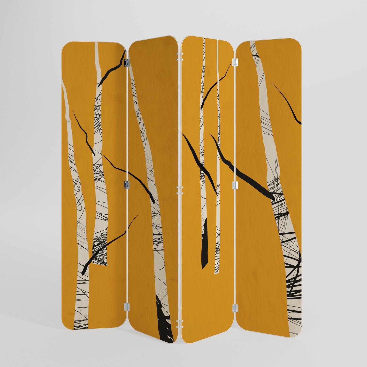 BIRCH ABSTRACT 4-Panel Plywood Room Divider