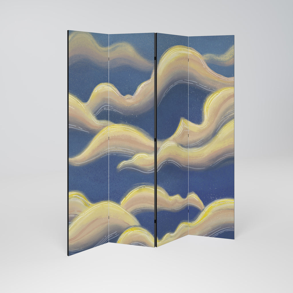 White Ruffle Divider CLOUD RUFFLE 4-Panel Room Divider – spacerebels.com