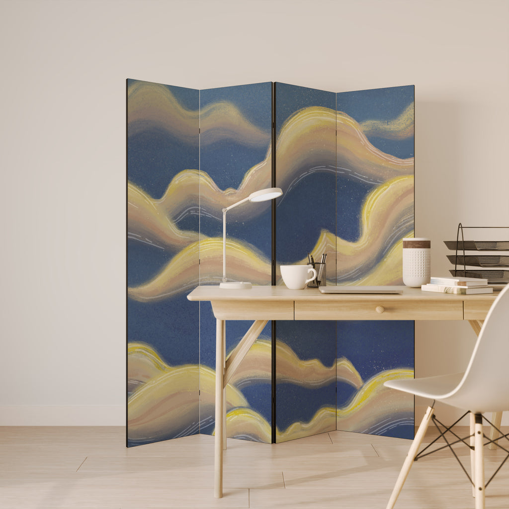 White Ruffle Divider CLOUD RUFFLE 4-Panel Room Divider – spacerebels.com