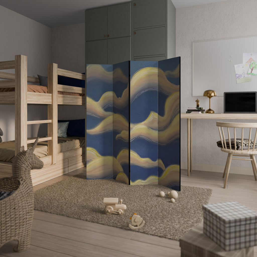 White Ruffle Divider CLOUD RUFFLE 4-Panel Room Divider – spacerebels.com
