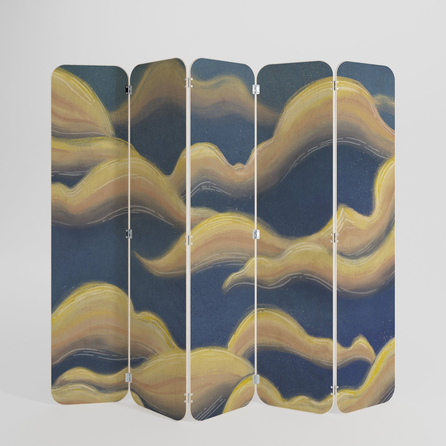 CLOUD RUFFLE 5-Panel Plywood Room Divider