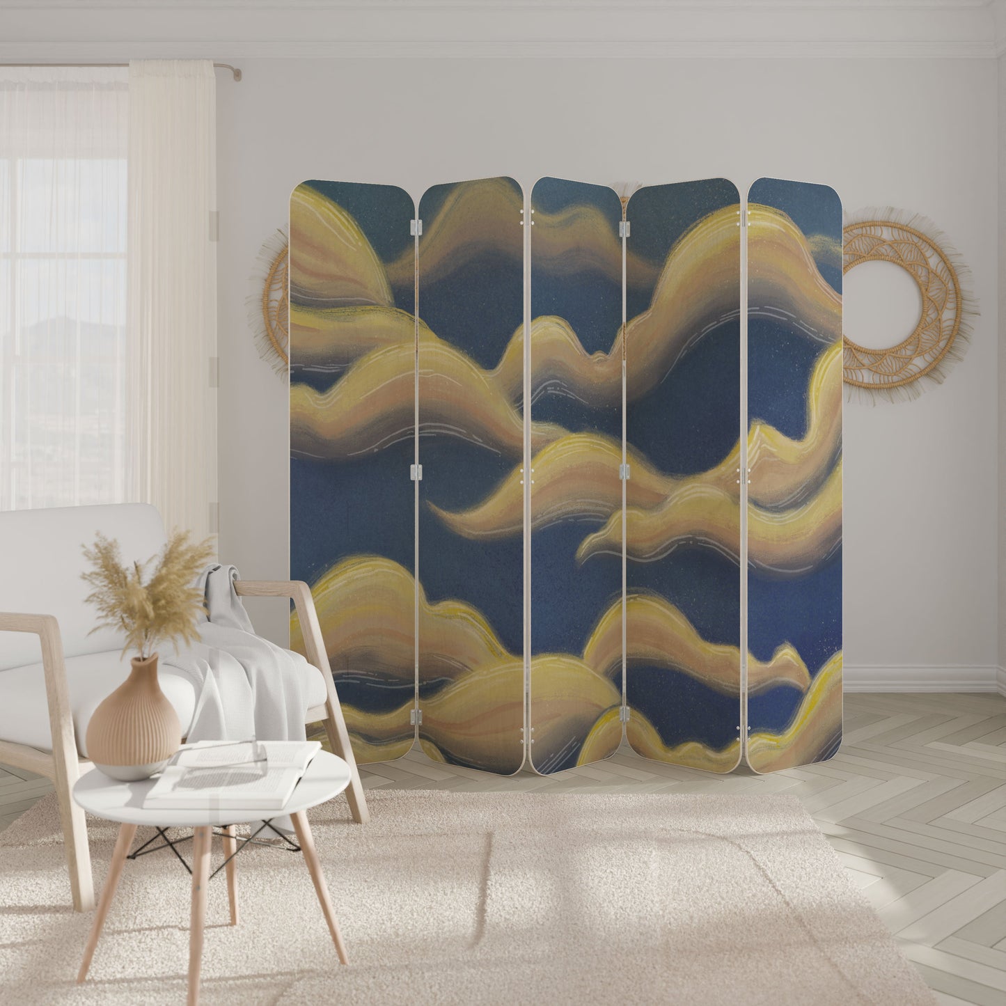 CLOUD RUFFLE 5-Panel Plywood Room Divider