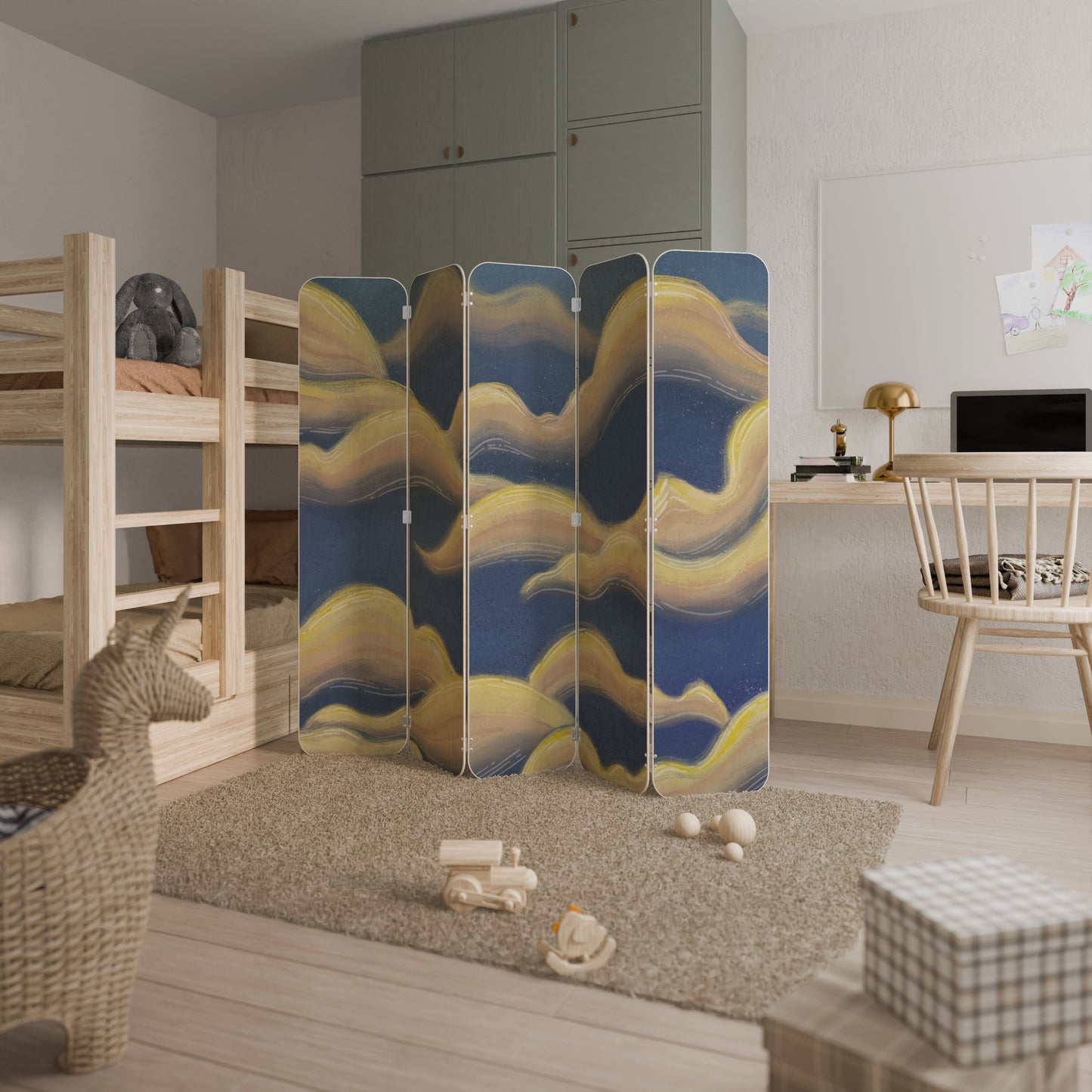 CLOUD RUFFLE 5-Panel Plywood Room Divider