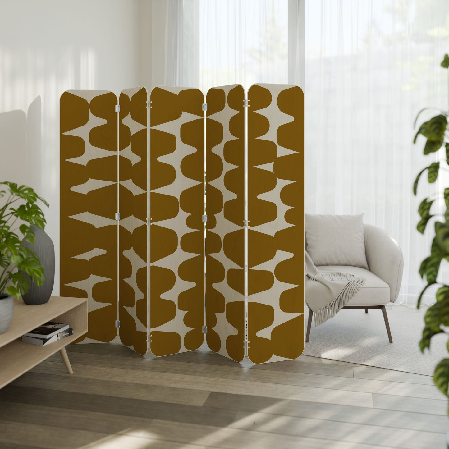 MOLTEN ECHOES 5-Panel Plywood Room Divider