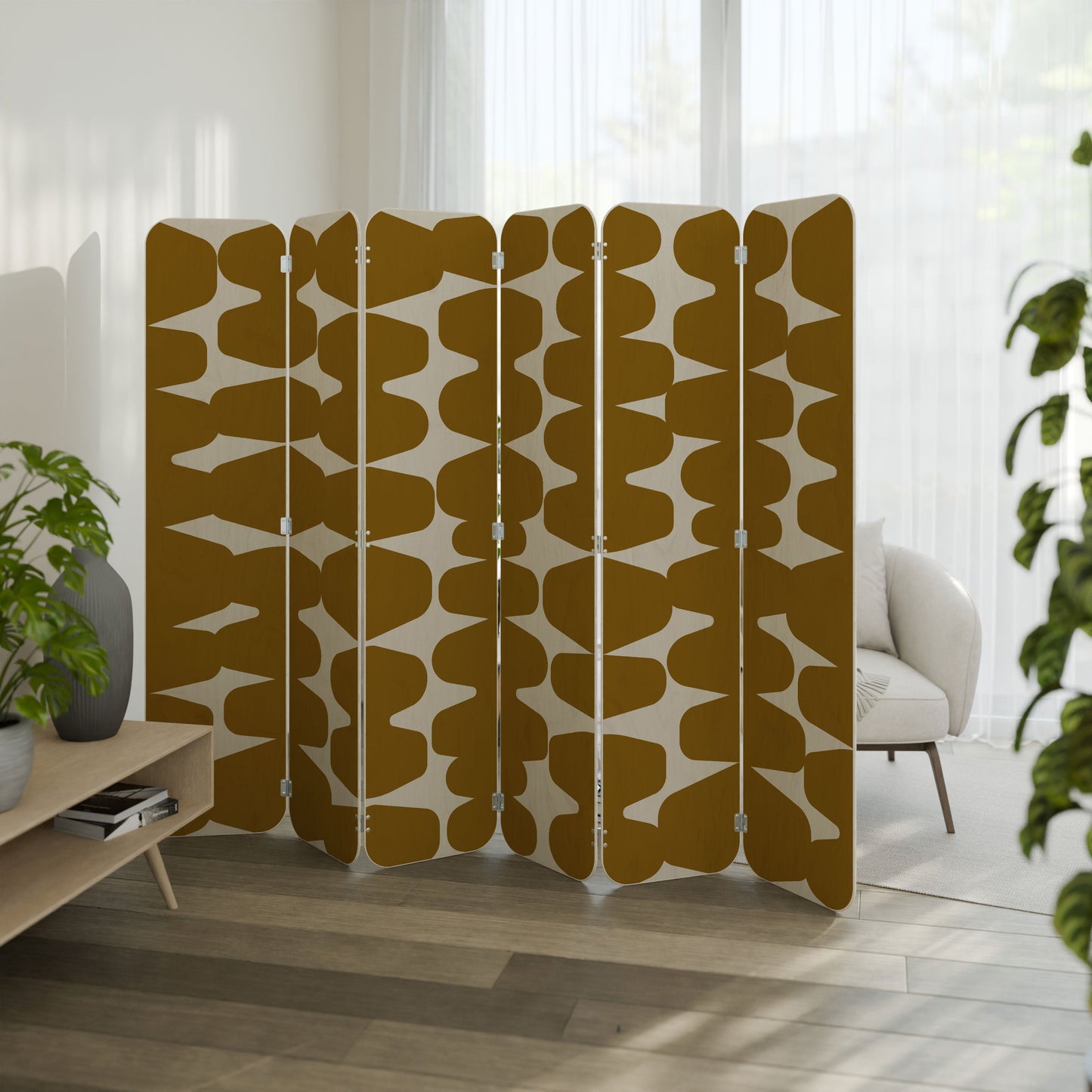 MOLTEN ECHOES 6-Panel Plywood Room Divider