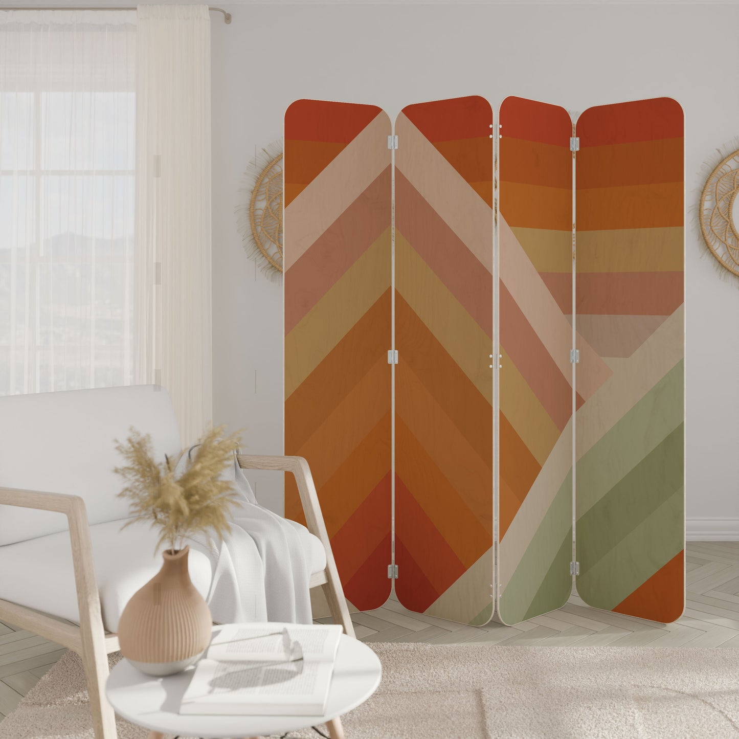 GRADIENT PICKS 4-Panel Plywood Room Divider