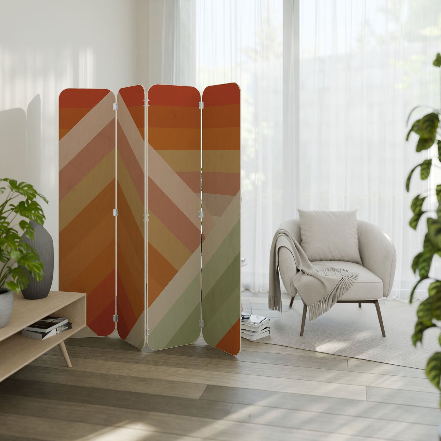 GRADIENT PICKS 4-Panel Plywood Room Divider