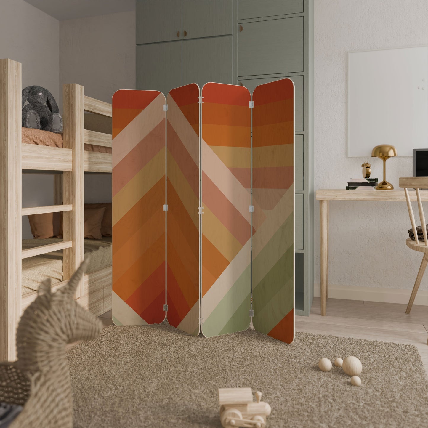 GRADIENT PICKS 4-Panel Plywood Room Divider