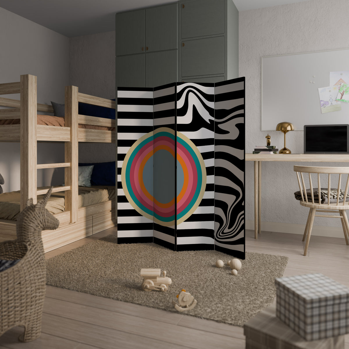 SPECTRA SHOWCASE Biombo de 4 paneles