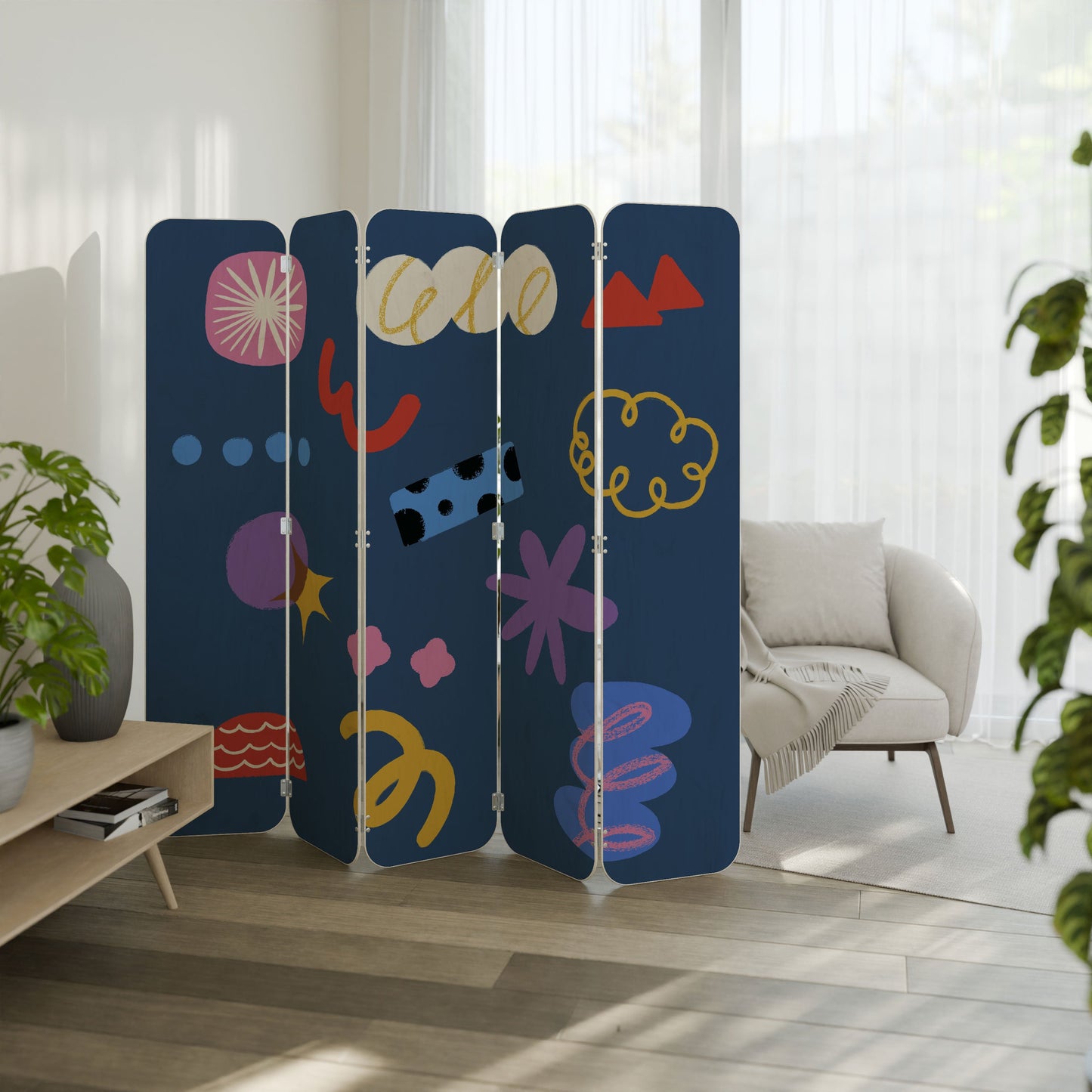 DREAMY HUMOR 5-Panel Plywood Room Divider