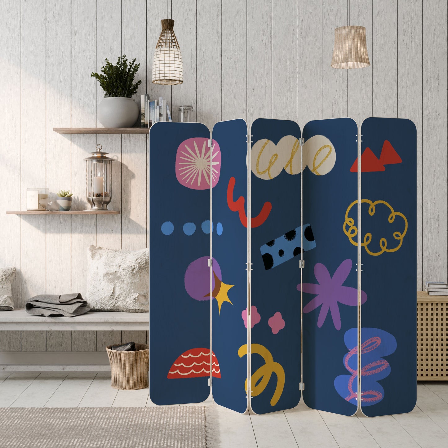 DREAMY HUMOR 5-Panel Plywood Room Divider