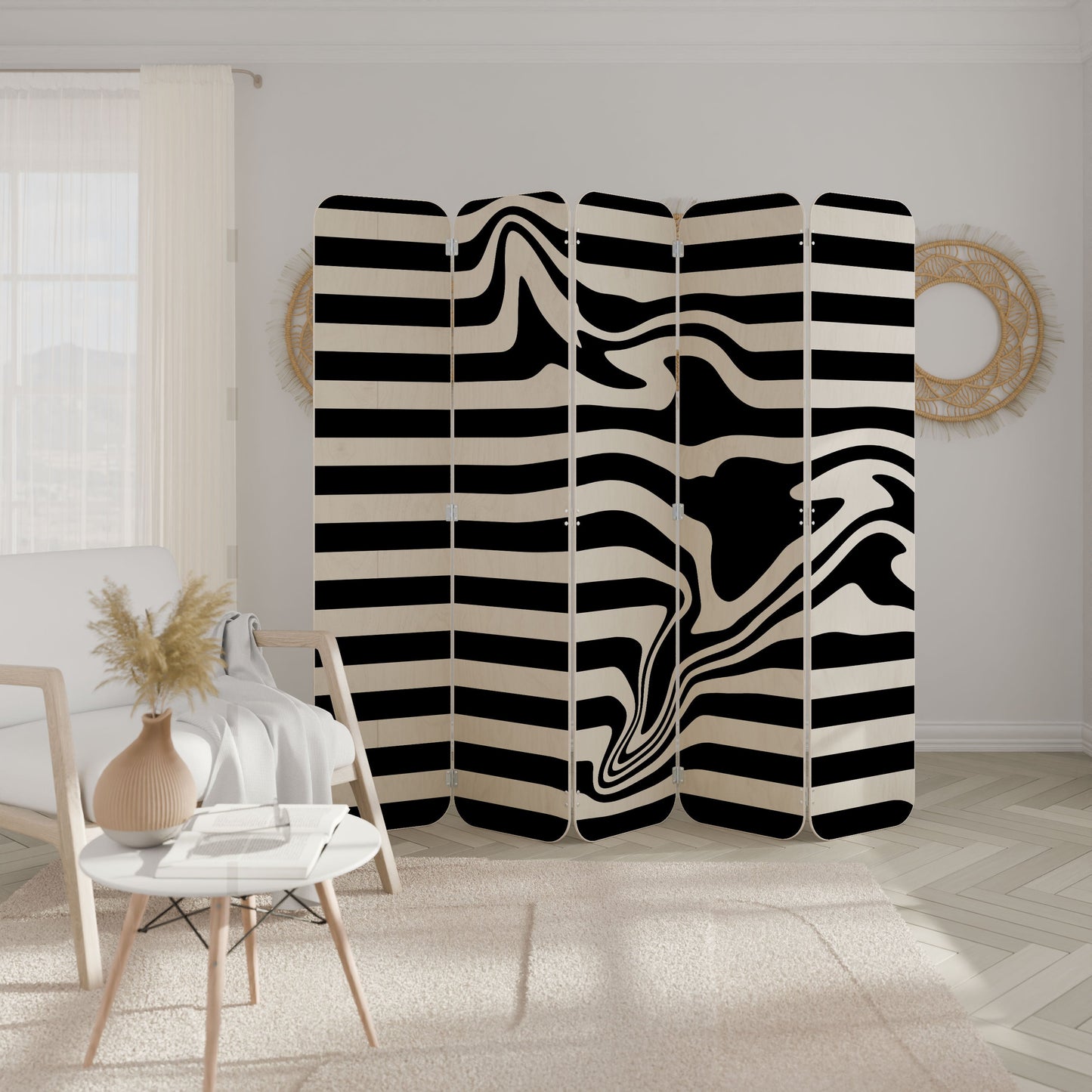 POLYLINE FUZZY 5-Panel Plywood Room Divider