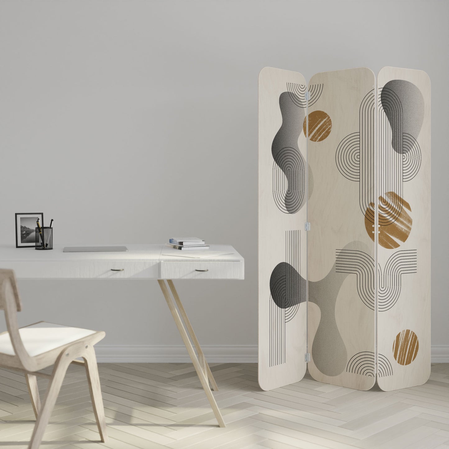 CLEAR CREATIONS 3-Panel Plywood Room Divider